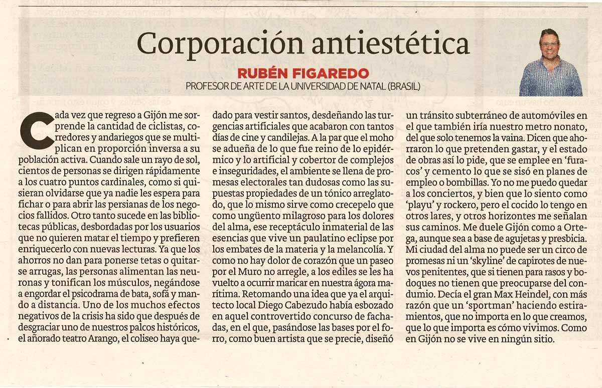 Corporación antiestética; - originariamente publicado en El Comercio, el 13.04.15. (Artículo escaneado de la versión imprenta en el periódico El Comercio.