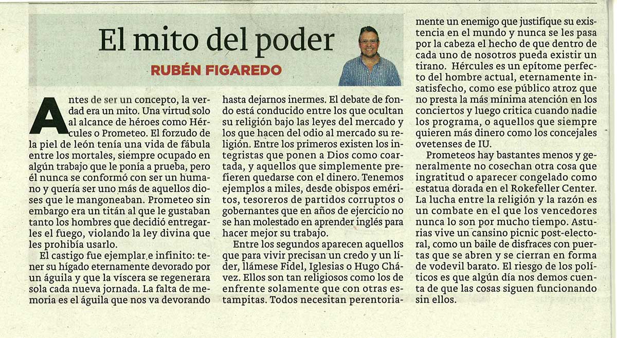 El mito del poder; - originariamente publicado en El Comercio, el 20.07.15. (Artículo escaneado de la versión imprenta en el periódico El Comercio.