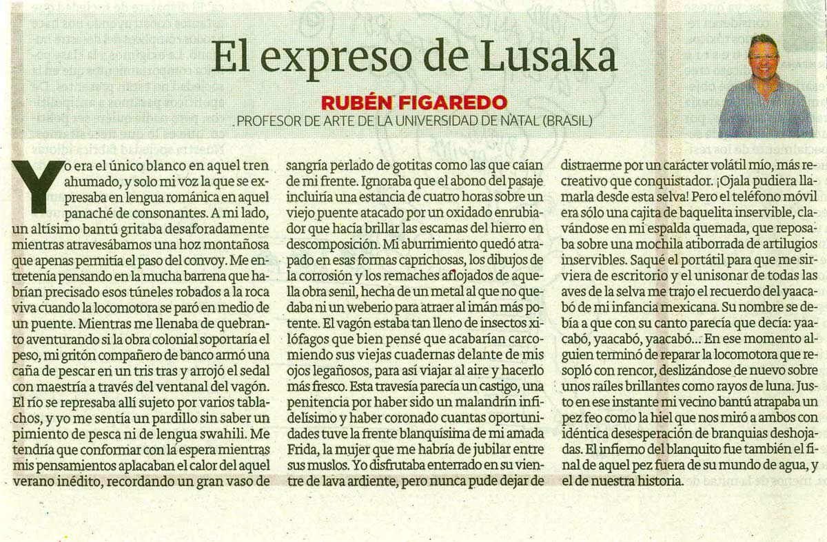 El expreso de Lusaka - originariamente publicado en El Comercio, el 22.04.13. (Artículo escaneado de la versión imprenta en el periódico El Comercio.