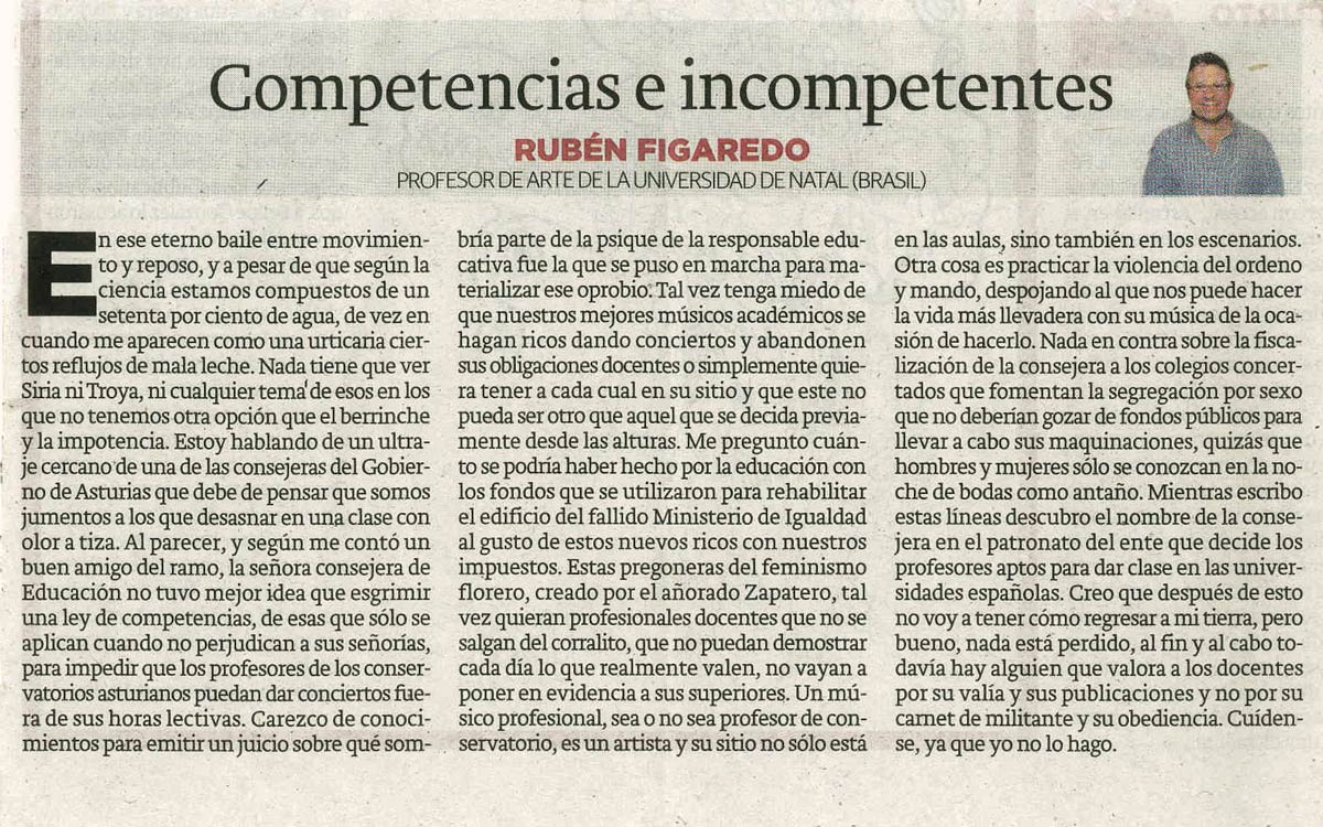 Competencia y incompetentes - originariamente publicado en El Comercio, el 09.09.13. (Artículo escaneado de la versión imprenta en el periódico El Comercio.
