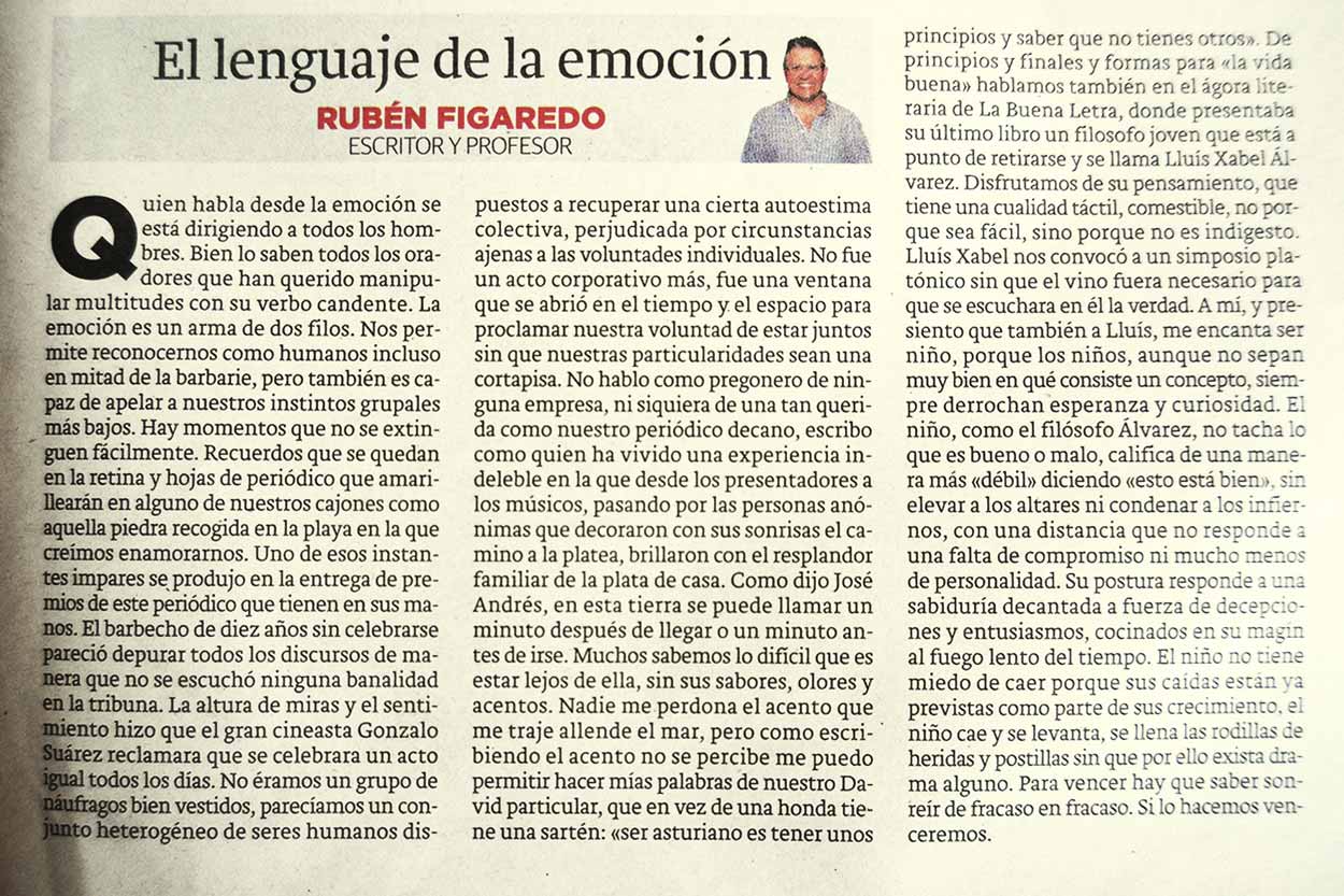 >El lenguaje de la emoción - originariamente publicado en El Comercio, el 27.02.17. (Artículo escaneado de la versión imprenta en el periódico El Comercio.