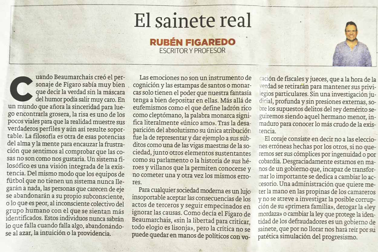 >El sainete real - originariamente publicado en El Comercio, el 23.07.18. (Artículo escaneado de la versión imprenta en el periódico El Comercio.
