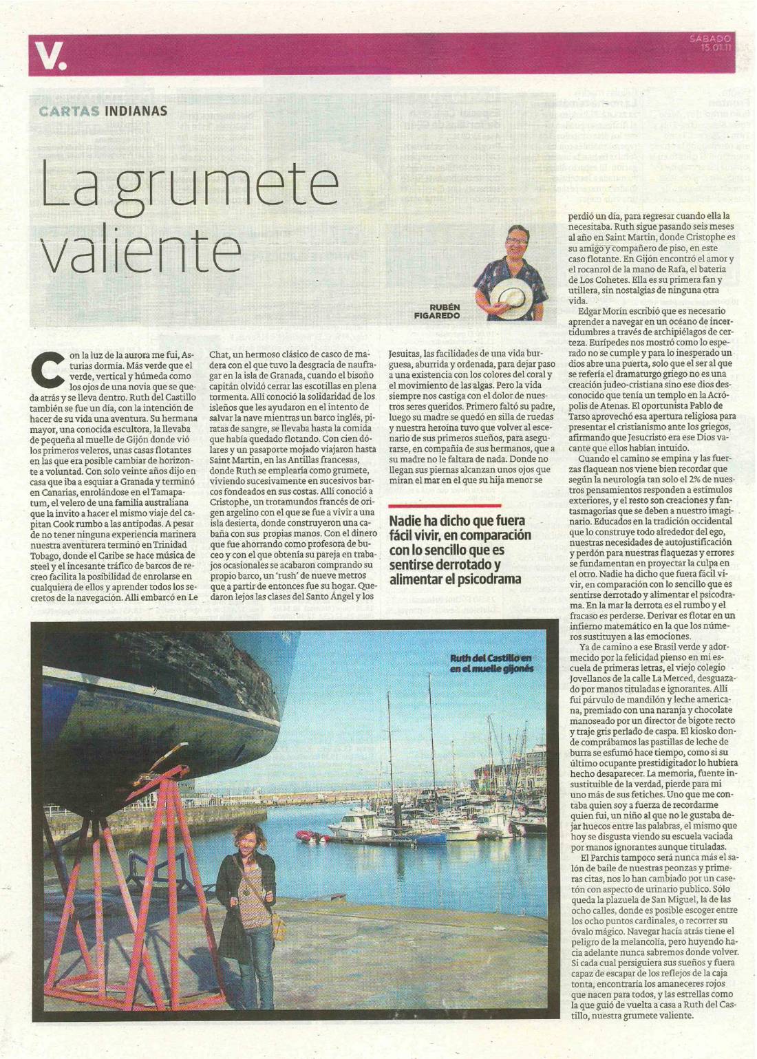 la grumete valiente - Cartas Indianas; originariamente publicado en El Comercio, el sábado 15.01.11. (artículo escaneado de la versión imprenta en el periódico El Comercio.