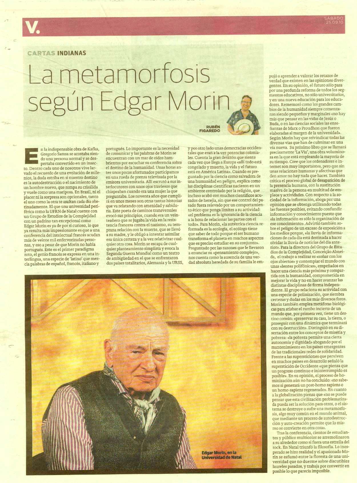 La metamorfosis según Edgar Morin, por Rubén Figaredo, 25.09.10